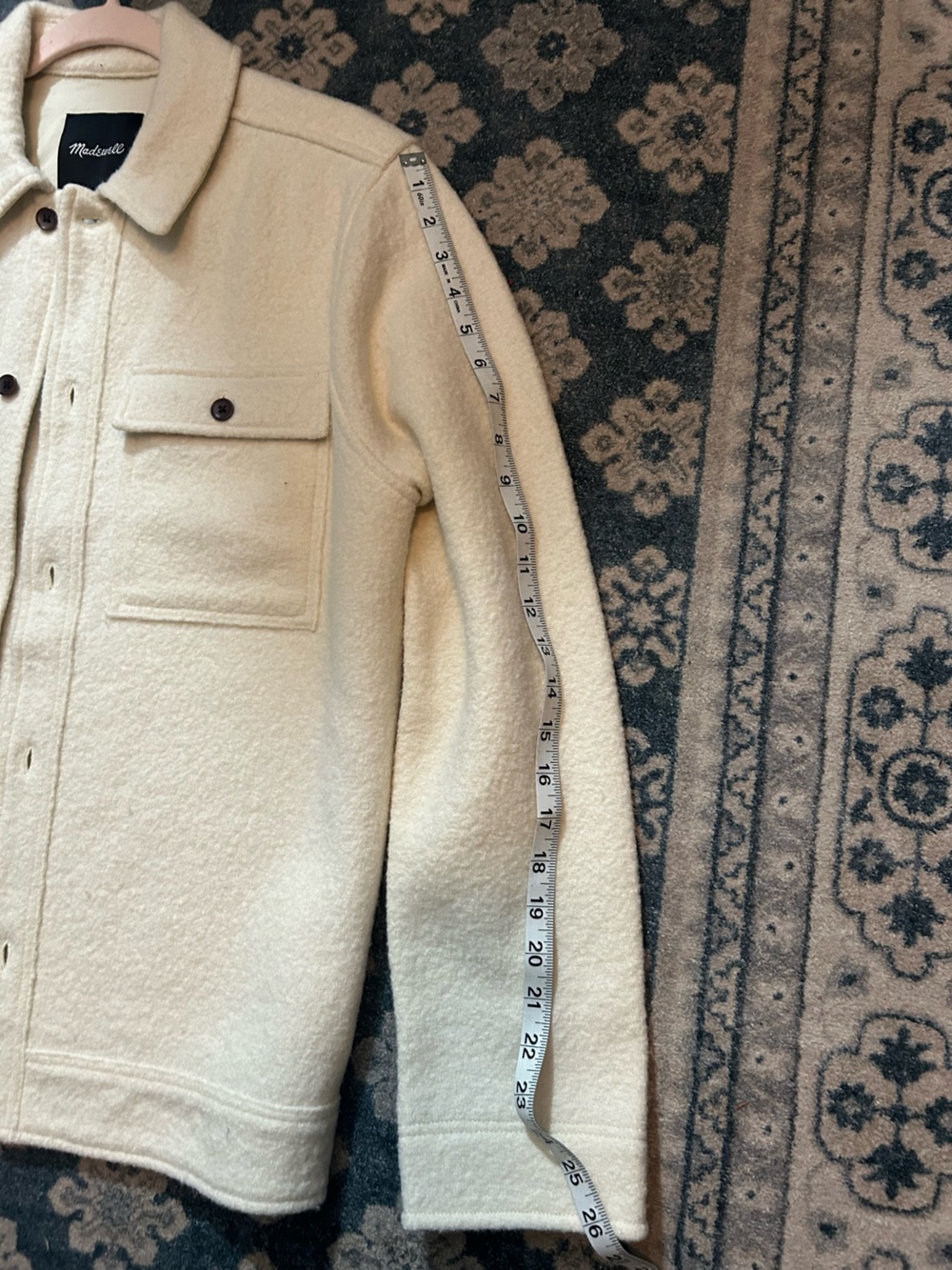 Madewell NWT Boiled Wool Men's Cream Button-Up Shirt Jacket XS - Picture 6 of 6